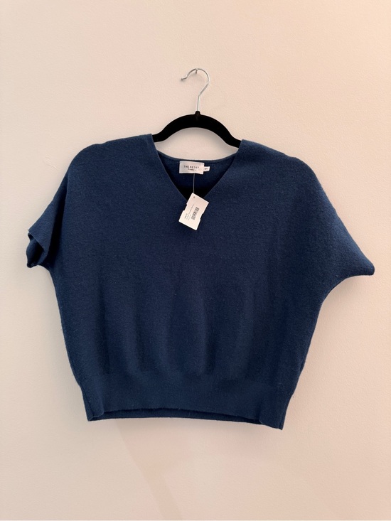 The Reset Sweaters - The Reset Navy V-Neck Short-Sleeve Sweater